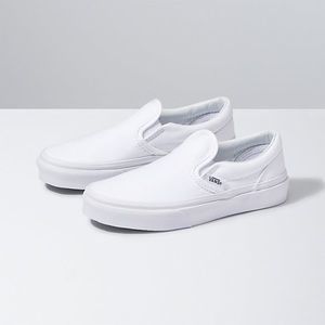 white slip on vans
